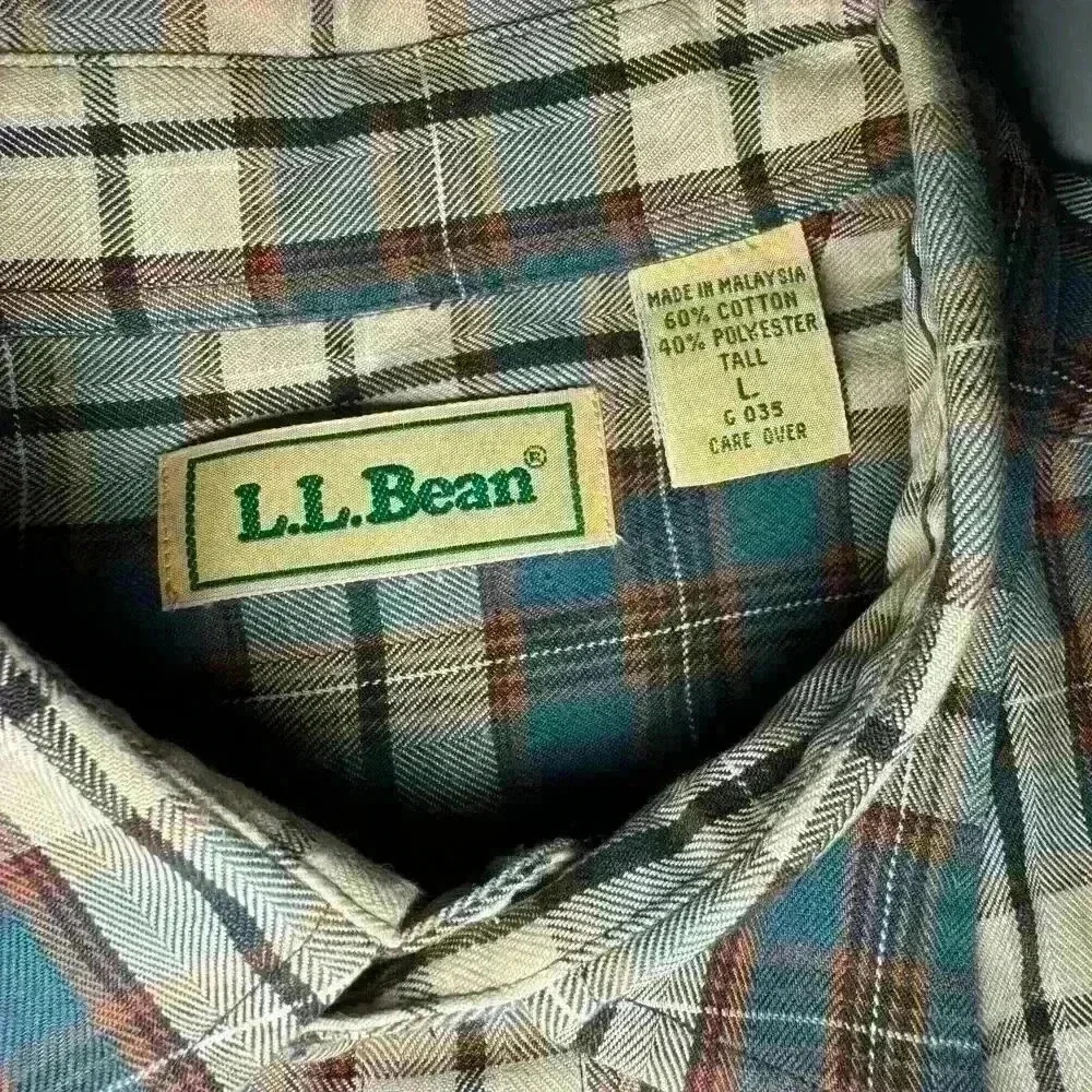 LL Bean plaid Vintage Scotch long sleeve collared Shirt Men size Tall Large - Picture 3 of 4